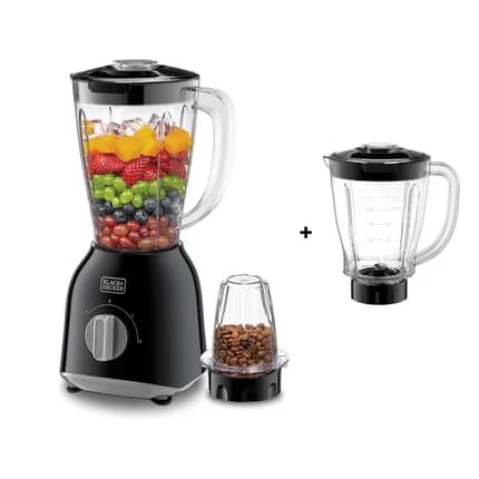 BLACK+DECKER 400W Blender with 2 Jars & Grinder Mill, Black BX365J-B5
