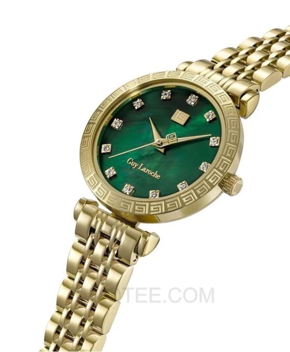 Guy Laroche Elodie Golden Stainless Steel Green Dial for Women