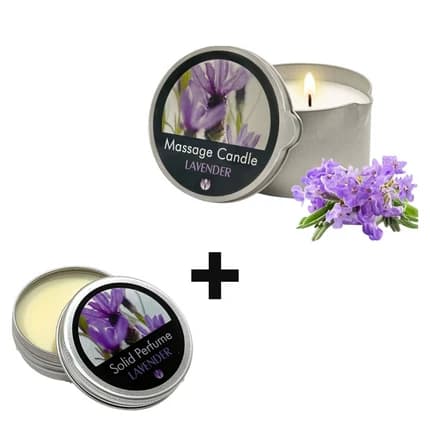 Flowerland Massage Candle Lavender 200ml + Solid Perfume 30ml