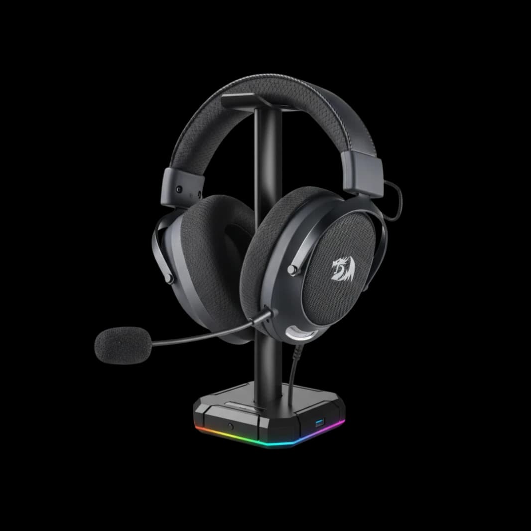 Redragon H858 3-Mode Wireless Gaming Headset, 7.1 Surround Sound + Redragon HA300 Scepter Pro RGB Headset Stand.
