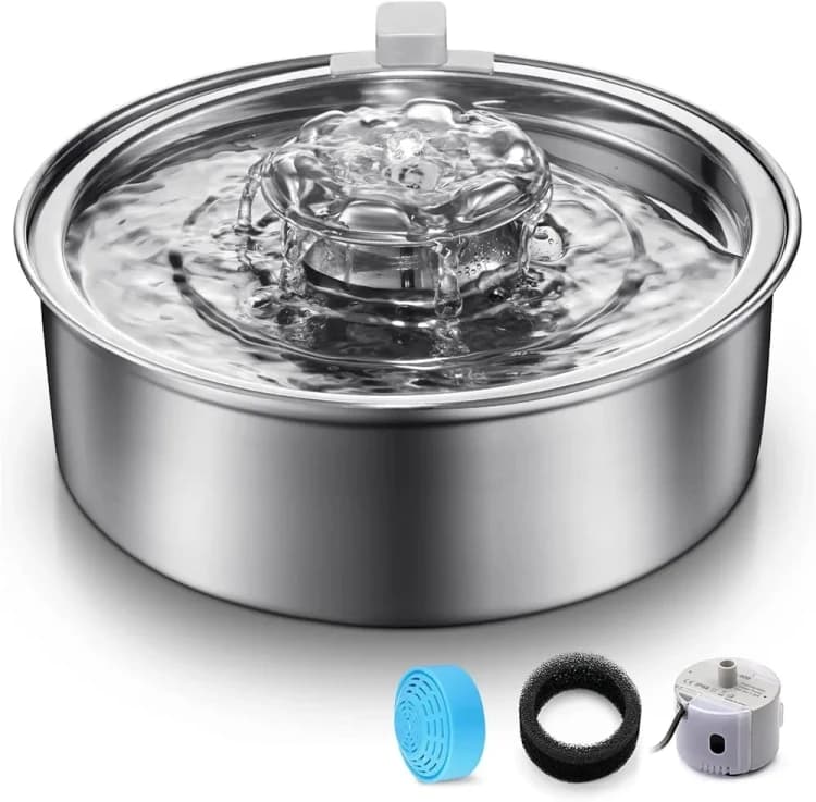 Cat Water Fountain Stainless Steel 2.0L/67oz Automatic Pet Water Dispenser