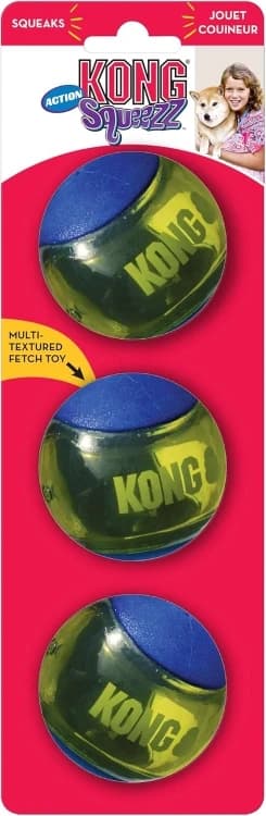 KONG Squeezz Action Ball Blue 3 pcs