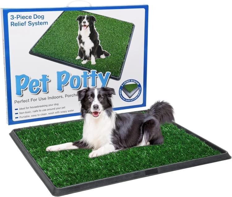 Dog Toilet for Balcony with Artificial Grass, 3 Layer Pet Training Pads for All Dog Sizes 60 x 44.7 x 3.7 cm