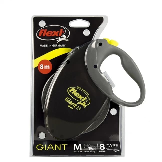 lexi GIANT, tape leash, XL: 8 m, black/neon yellow 75 kg