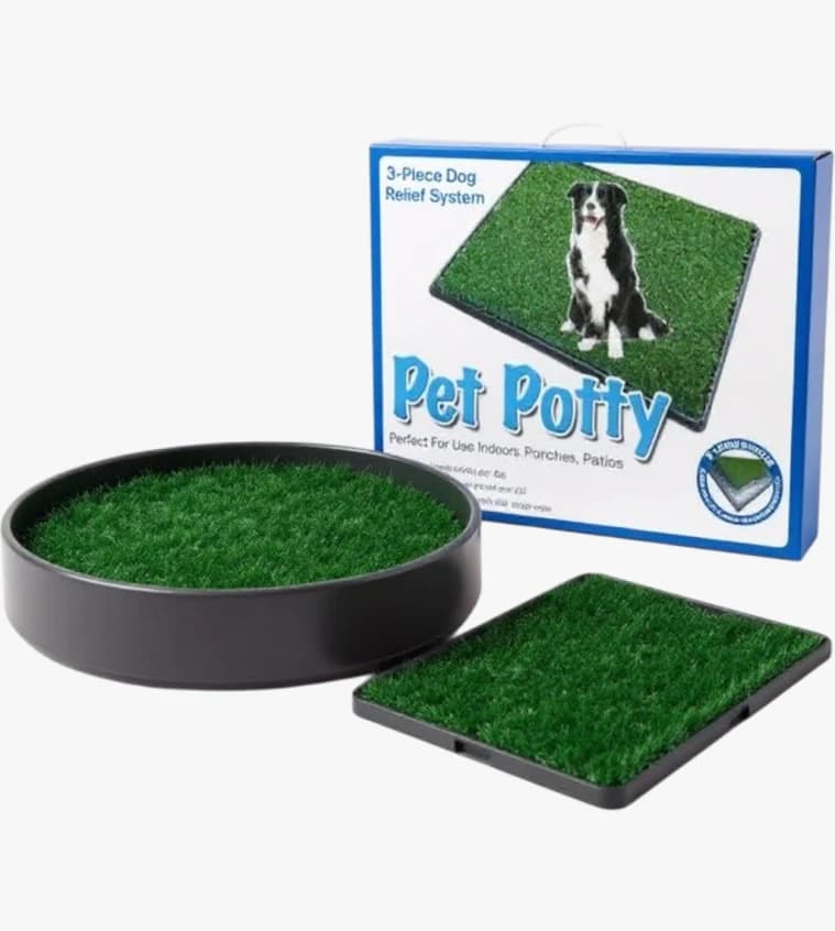 Dog Toilet for Balcony with Artificial Grass, 3 Layer Pet Training Pads for All Dog Sizes 60 x 44.7 x 3.7 cm