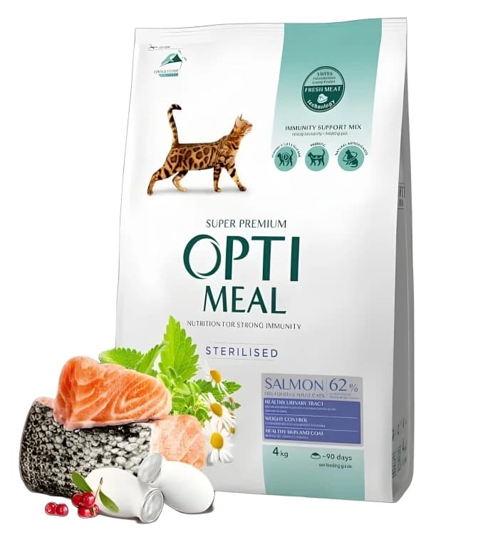 4KG Opti Meal Complete Dry Food for Sterilized Cats - Salmon