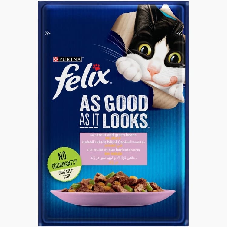Felix Wet Cat Food with Trout and Green Beans in Jelly 85g