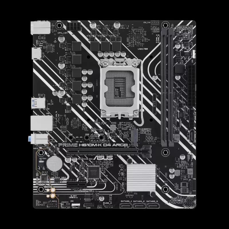 ASUS H610M-K ARGB micro-ATX motherboard with DDR4, PCIe 4.0, M.2 slot