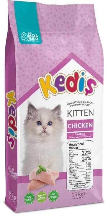 Kedis Complete and Balanced Kitten Food with Chicken Flavor, Attractively Designed for Kittens, Ideal for Daily Nutrition.