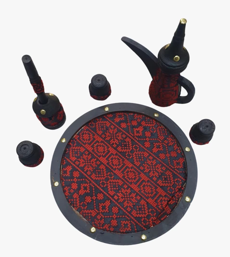 Elegant Coffee Set with Luxurious Traditional Design and Fabric for All Occasions Including Pot and Cups