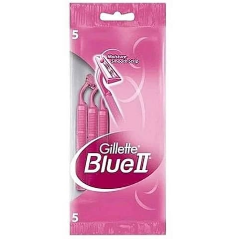 Gillette Razor Blue 2 Blades Plus Disposable For Women 5 Pieces