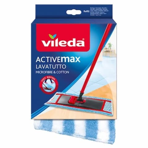 Vileda ActiveMax Lavatutto Micro & Cotton Flat Mop Refill, High absorbency