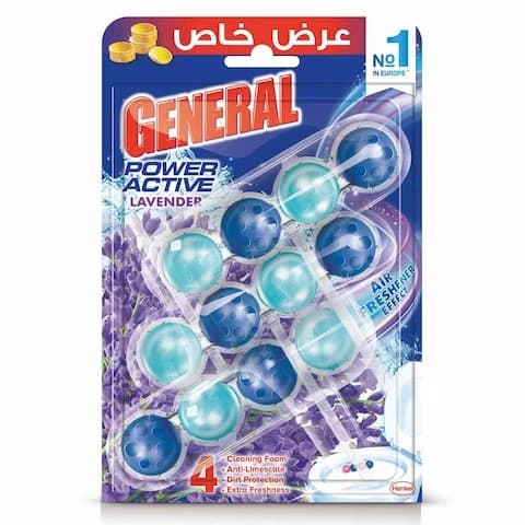 General Toilet Cleaner Power Active Lavender Rim block 50 Gram 3 Pieces