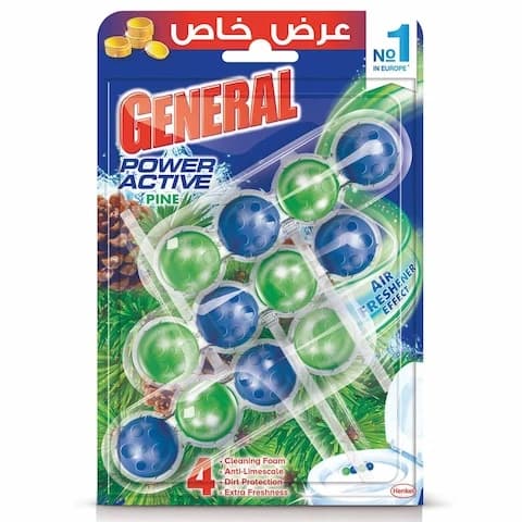 General Toilet Cleaner Power Active Pine Rim Block 50 Gram 3 Pieces