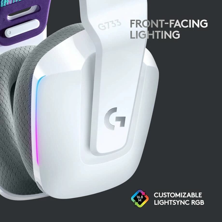 Logitech – Gaming Headsets – Wireless – G733 LIGHTSPEED Wireless Gaming Headset – White