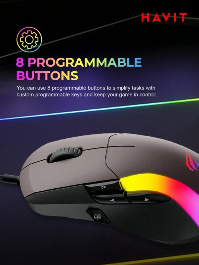 Havit – Mouse – Wired  – HAVIT Gamenote MS959S Programming Gaming Mouse