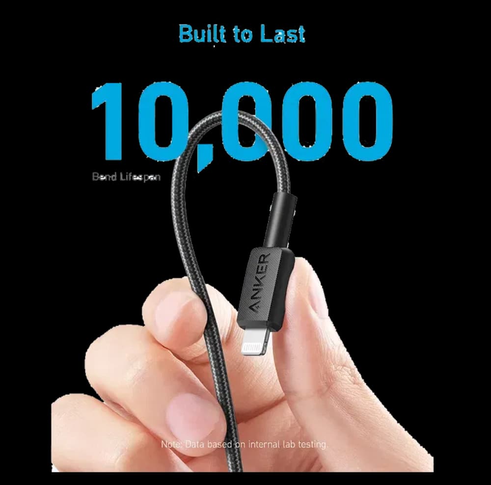Anker – Data Cables & Adapters – 322 Braided USB-C to Lightning Cable – 1.8M – Black