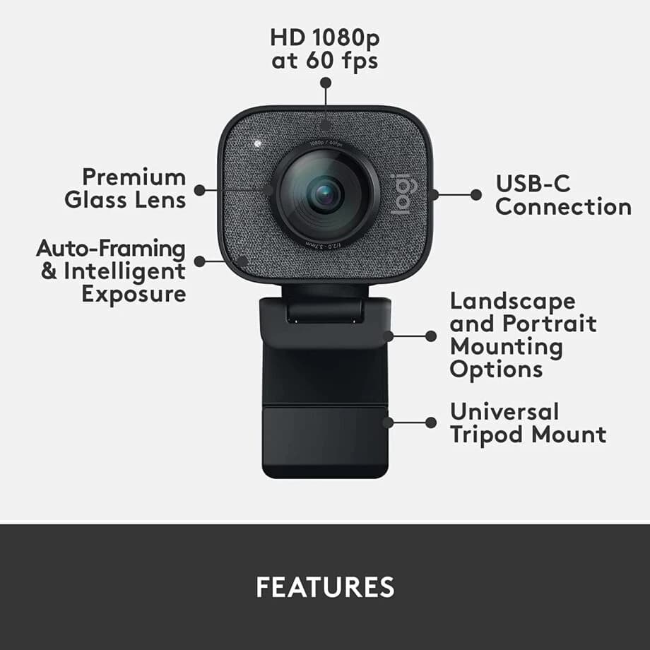 Logitech StreamCam Premium Full HD Webcam 1080p 60fps – Graphite | Streaming & Content Creation in Amman Jordan