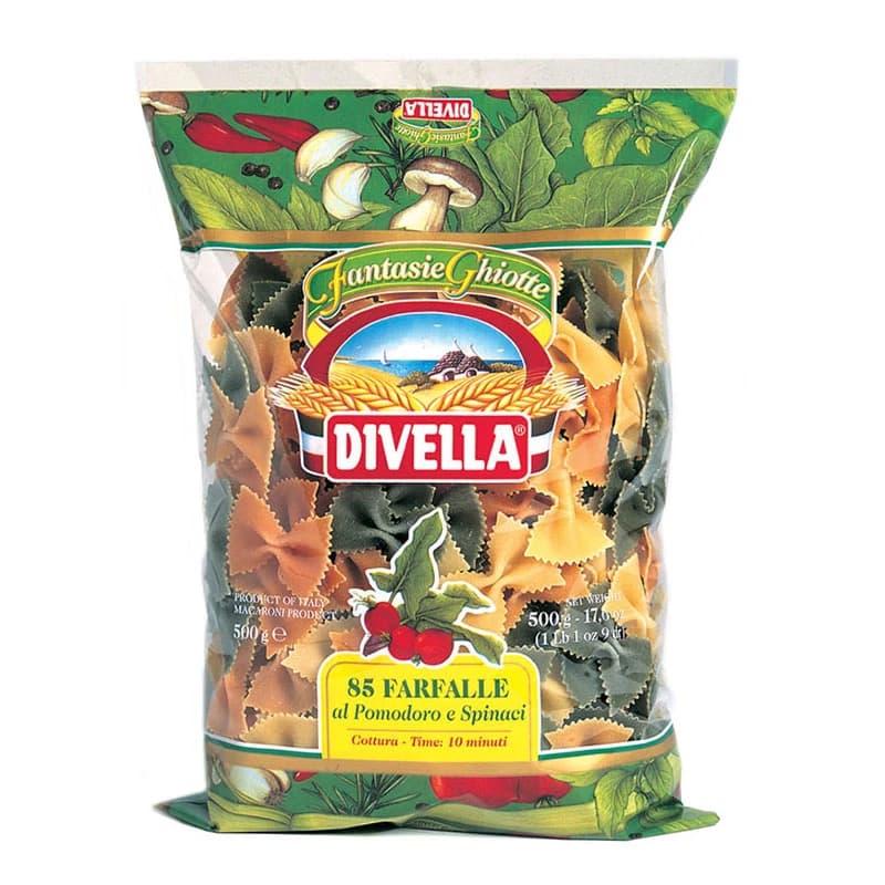 Divella Tomato & Spinach Farfalle Pasta No.85, 500g
