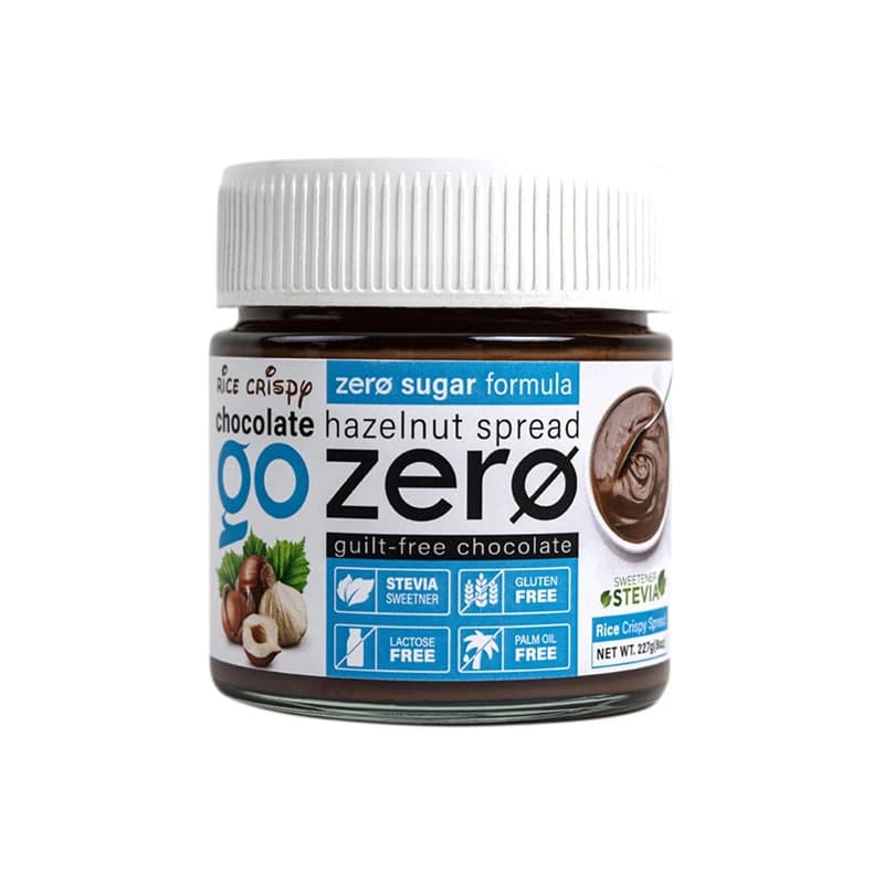 Go Zero Rice Crispy Chocolate Hazelnut Spread Glass Jar 227g