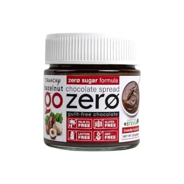 Go Zero Crunchy Hazelnut chocolate hazelnut spread glass jar 227g