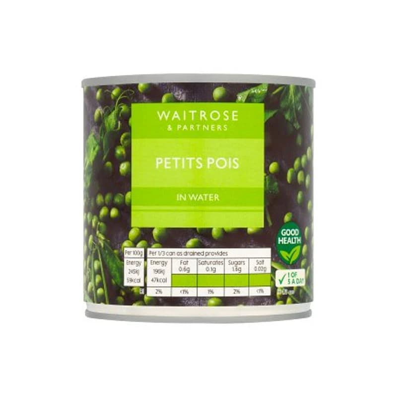 Waitrose Green Peas in Water 400g