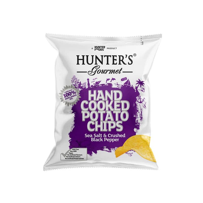 Hunter's Hand Cooked Potato Chips Sea Salt & Black Pepper 40g