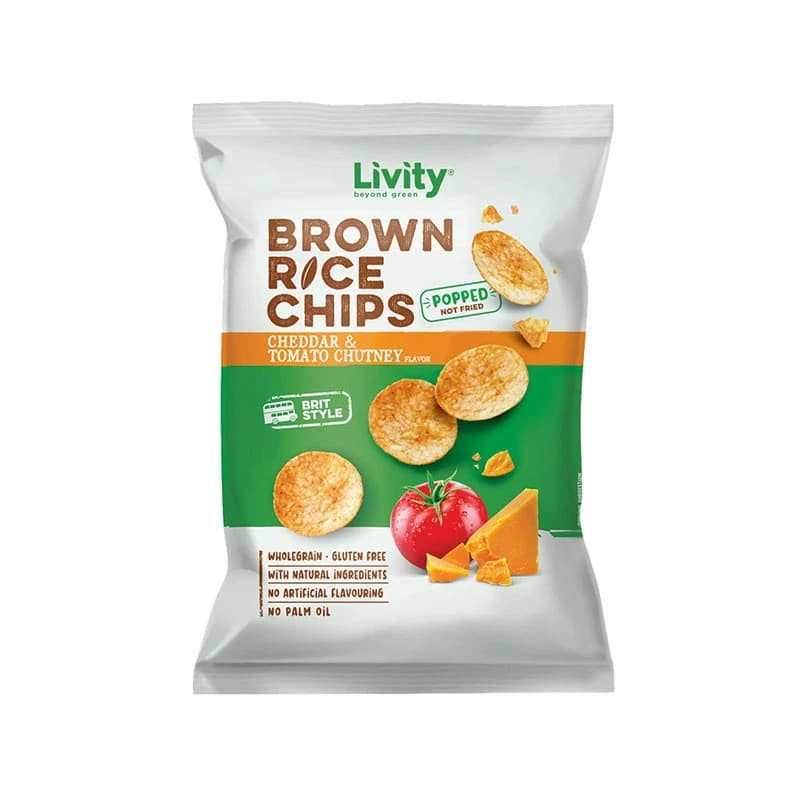B.yond Brown Rice Chips With Cheddar Cheese & Tomato Chutney Flavor 70g