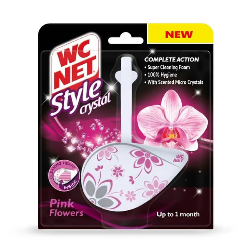WC Net Toilet Block Style Crystal Pink Flowers 1Pc