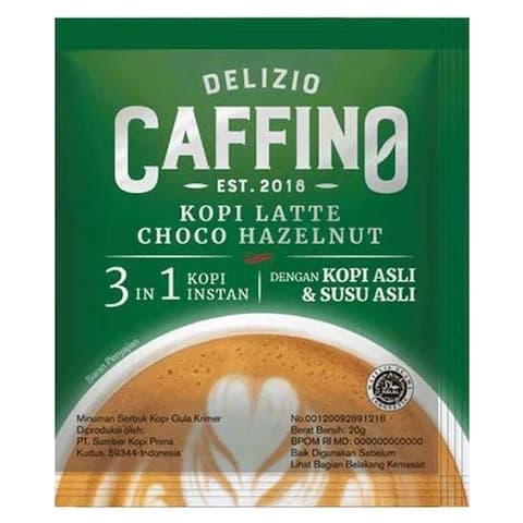 Delizio Caffino Instant Coffee Latte 3 In 1 Choco Hazelnut 20g