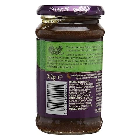 Pataks Brinjal Aubergine Pickle 312 Gram