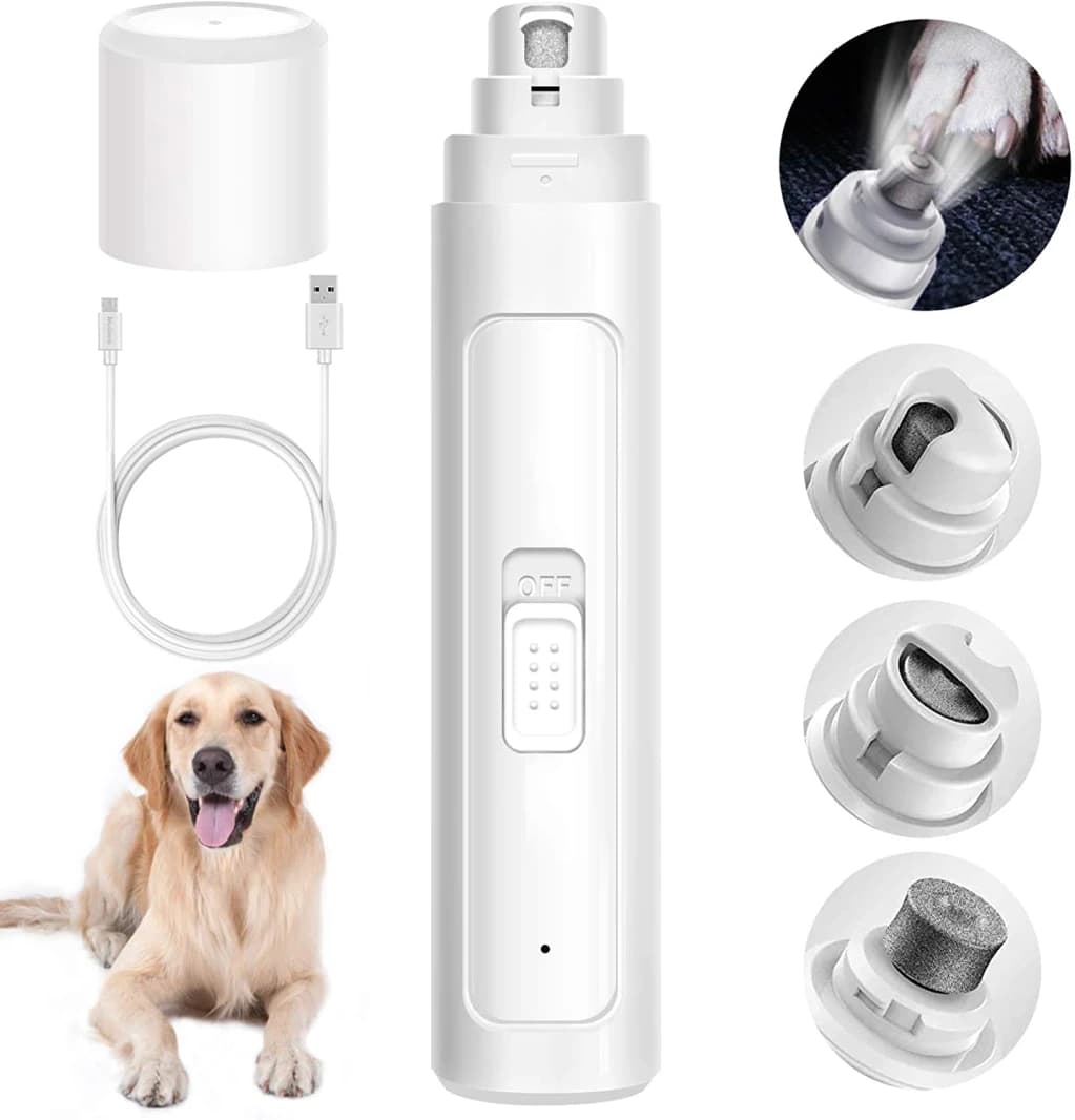 Quiet, Pain-Free Rechargeable Pet Nail Grinder for Dogs and Cats, White