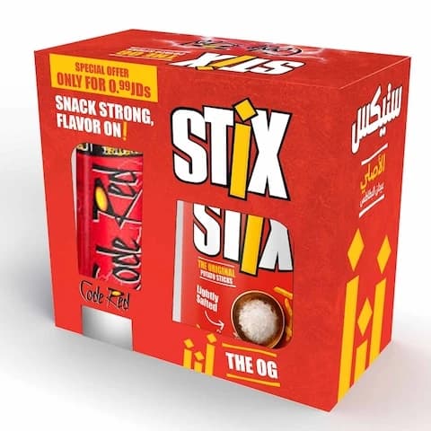 Code Red Energy Drink 185 Ml with Kitco Chips Sticks in Assorted Flavors 40 Gram