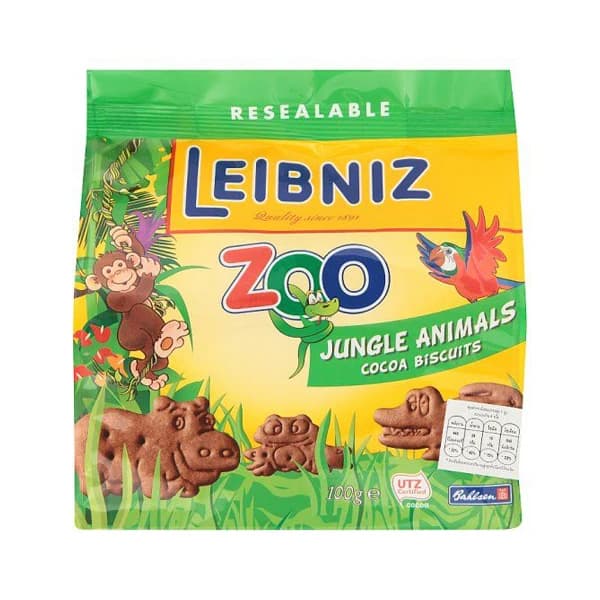 Bahlsen Leibniz Zoo Cocoa Biscuits Jungle Animals 100g