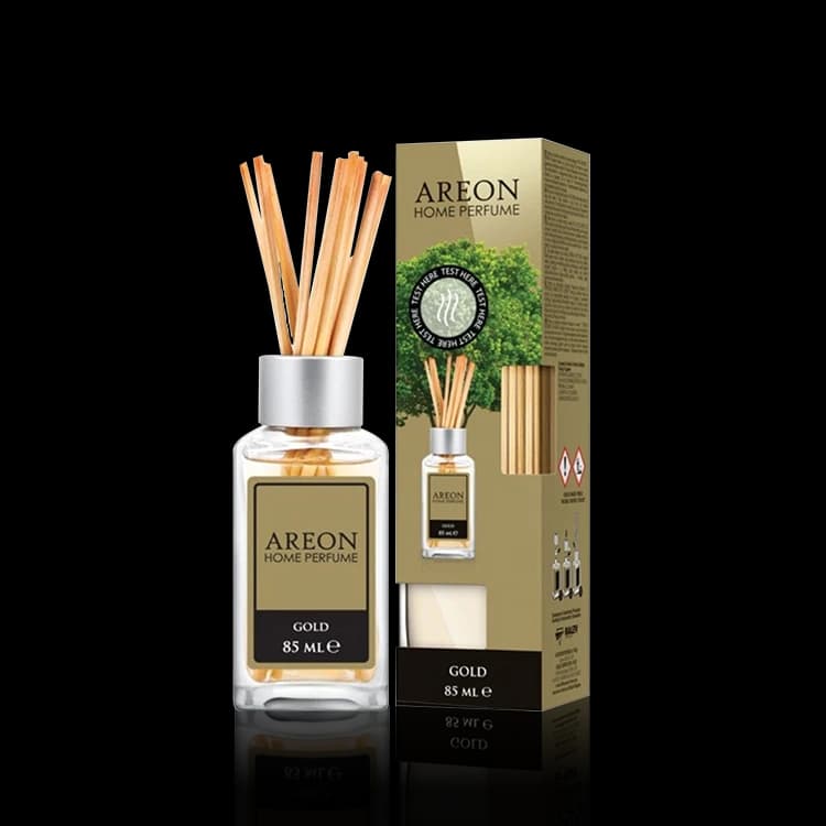 Areon Home Luxury Perfume Reed Diffuser + 10 Rattan Reeds, GOLD Scent 85gm