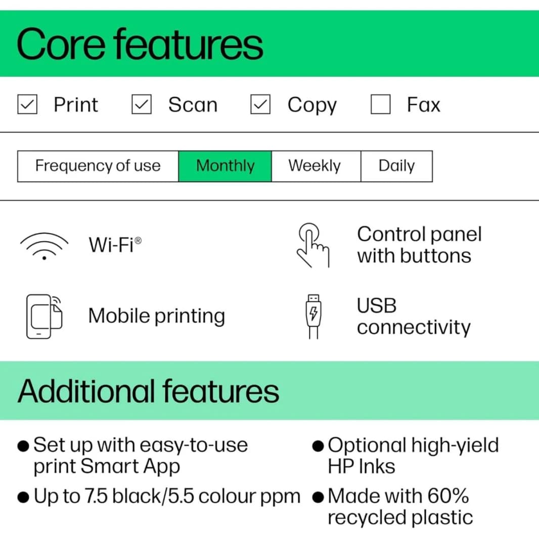 HP DeskJet Ink Advantage Wireless Printer, Copy, Scan with Manual Duplex