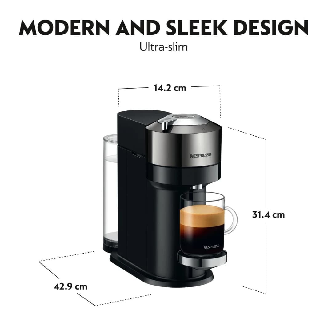 Nespresso Coffee Maker Machine - Vertuo Next Deluxe Dark Chrome
