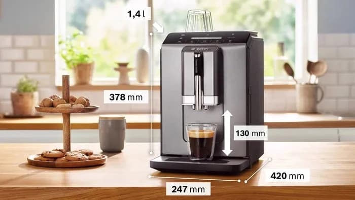 Bosch Vero Cafe Fully Automatic Coffee Machine Diamond, 2L Water Tank, 1400W, Titanium Metallic