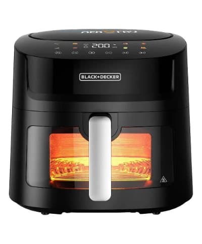 Black & Decker Air Fryer, 7.2L, 1800W, Black with Window