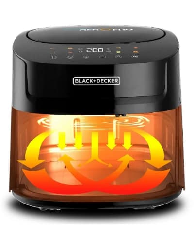 Black & Decker Air Fryer, 7.2L, 1800W, Black with Window