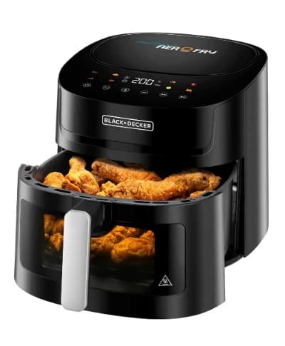Black & Decker Air Fryer, 7.2L, 1800W, Black with Window