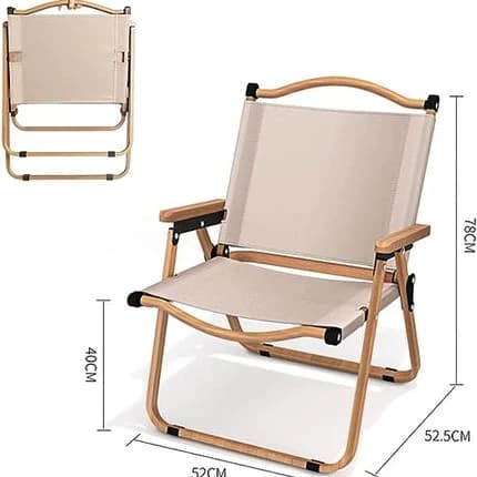 MR. KITCHEN PORTABLE FOLDING CAMPING CHAIR, WOODEN HANDLE