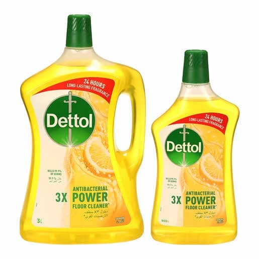 Dettol Antibacterial 3X Power Floor Cleaner lemon 3ltr +900ml free