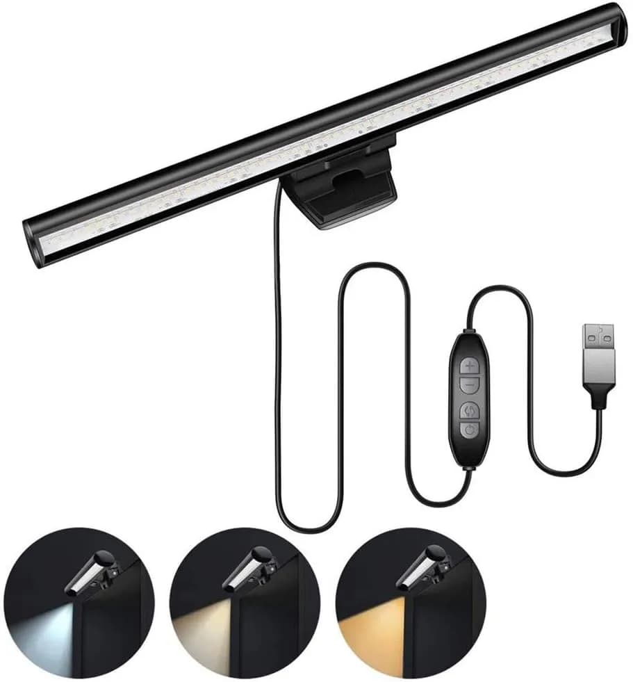USB E-READING LED LAMP MONITOR LIGHT BAR 3 ADJUSTABLE COLOR TEMPERATURE