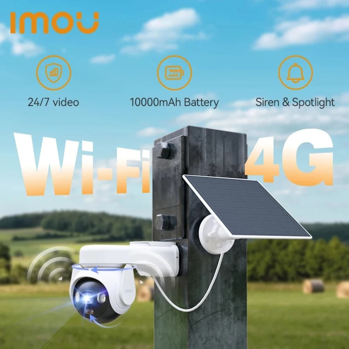 IMOU AOV PT 5MP With Solar Panel 360° PTZ Outdoor Security Camera 4G LTE PTA Approved Wifi Network 10000mAh Battery Auto Tracking IP Camera