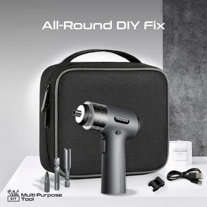 Promate ProTools-31G, Wireless Electric Screwdriver Kit with LED Fill Light