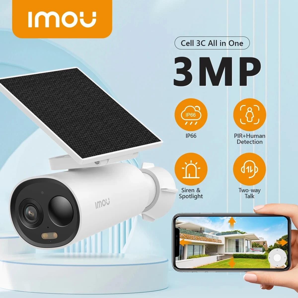 IMOU Cell 3C Solar Security Camera with Battery, Wireless WIFI for Outdoor with Two-Way Talk