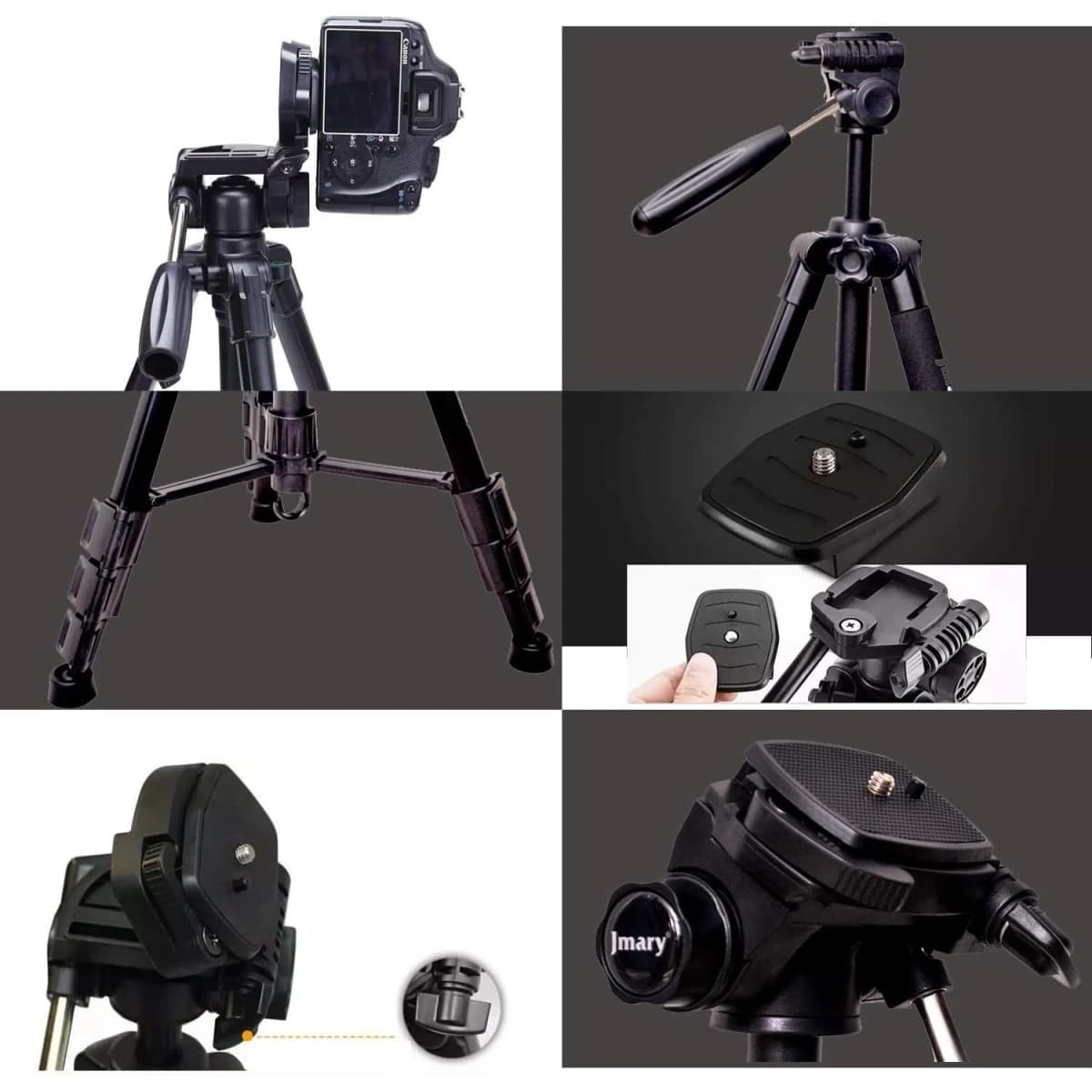 Jmary KP-2264 Professional Aluminium Tripod Monopod for DSLR Cameras (Black)