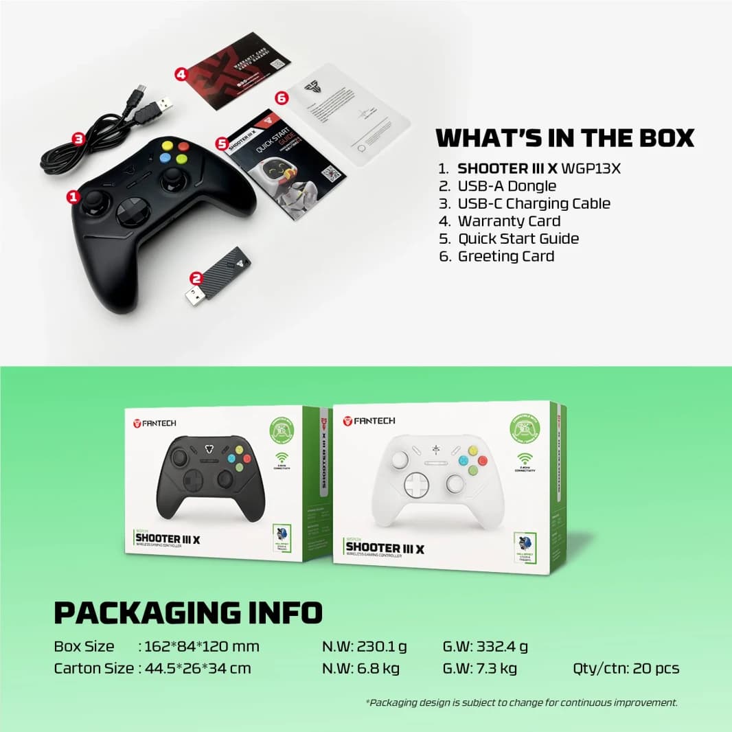 FANTECH WGP13X Shooter III X Wireless Gaming Controller - White