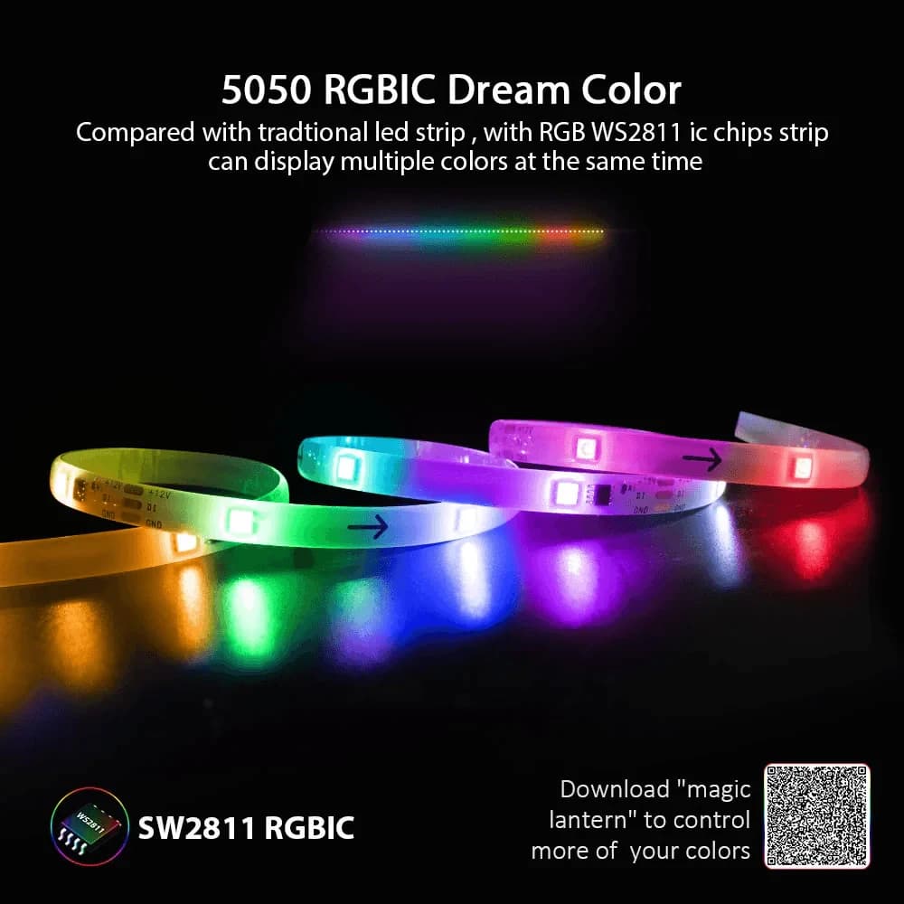 Dream Color LED Strip Lights with Remote Control Waterproof